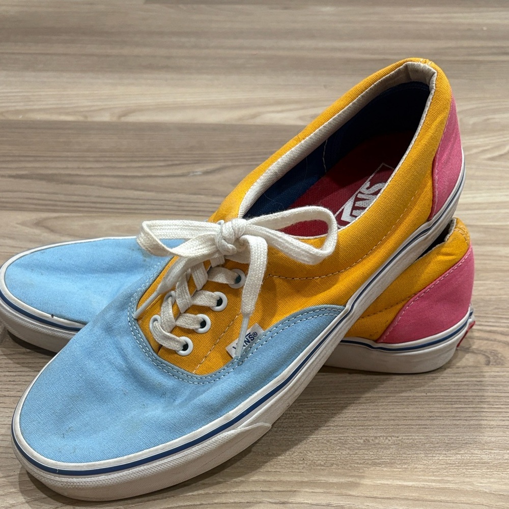 Vans Blue, Yellow, and Pink Sneakers size 10.5 men/12 women
